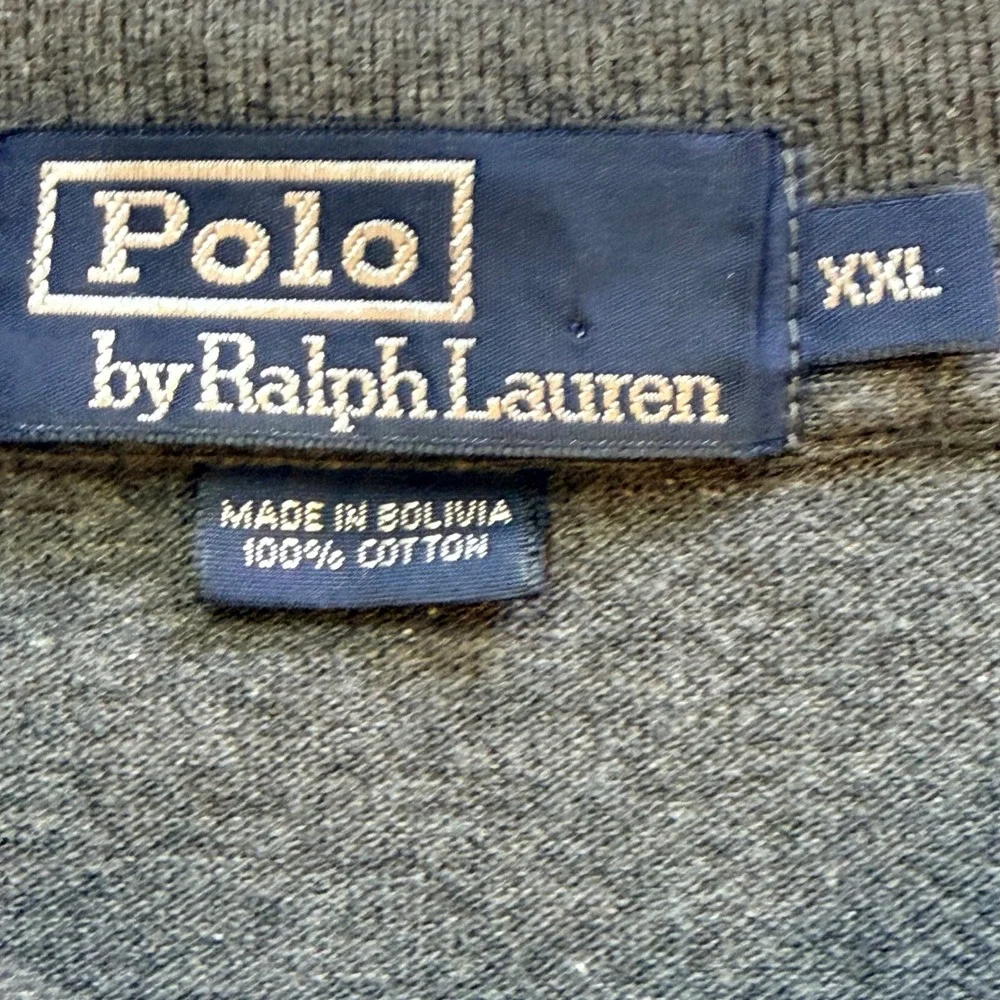 Vintage Polo Ralph Lauren Long Sleeve Polo Men XXL Gray‎ Cotton Pony Preppy Golf